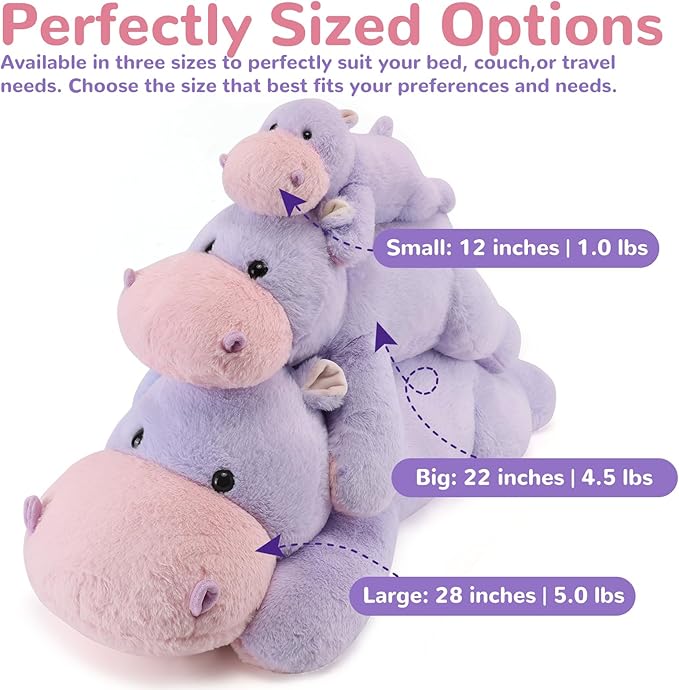 meowtastic Hippo Weighted Stuffed Animals - 22 Inch 4.5 Pounds Weighted Plush Hippo Stuffed Animals - Big Toys Pillow - Cute Plush Toys Gifts for Kids & Adults (22" 4.5 lbs)