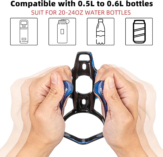 ROCKBROS Bike Water Bottle Holder Ultra-Light Bicycle Bottle Cages with Screws Tool, Universal Bike Cup Holder for Road MTB Mountain Bikes Cycling Accessories（2 Pack）