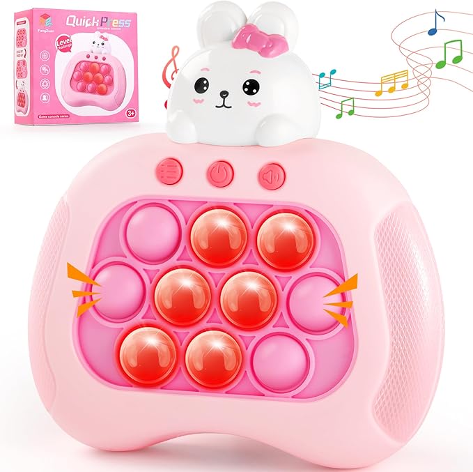 Easter Bunny Fidget Toy,Easter Basket Stuffers Quick Fast Puzzle Push Game Pop Light up Fidget Toy,Easter Egg fillers Bunny Sensory Pop Toys for Adults Gifts