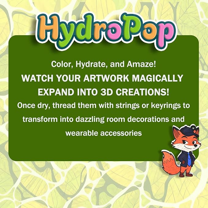 WurLoo Aqua Puffs 3D Art Kit Animals, Magic Foam Texture Painting Kit, Mess-Free Craft for Kids, DIY Color & Inflate Activity, Travel Toys & Creative Gifts for Girls and Boys Ages 4, 5, 6, 7, 8, 9, 10