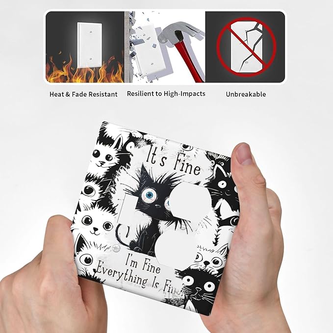 Funny Black Cat Inspirational Quotes Patterns Wallplates 1 Toggle 1 Duplex Switch Plate Electrical GFCI Faceplate Decorative Light Switch Covers for Kids Room Nursery Decor