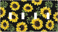 Light Switch Covers Floral Sunflower Plants Flowers Quad Toggle Electrical Faceplate 4 Gang Wall Plate Decorative Switch Plates For Bed Room Farmhouse Decor