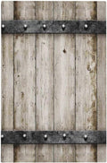 1-Gang No Device Decorative Blank Receptacle Wall Plate Western Rustic Wooden Barn Door Wood Cabin Country Metal Texture Light Switch Mid Size Electrical Face Plate Cover for Unused Outlets/Switches