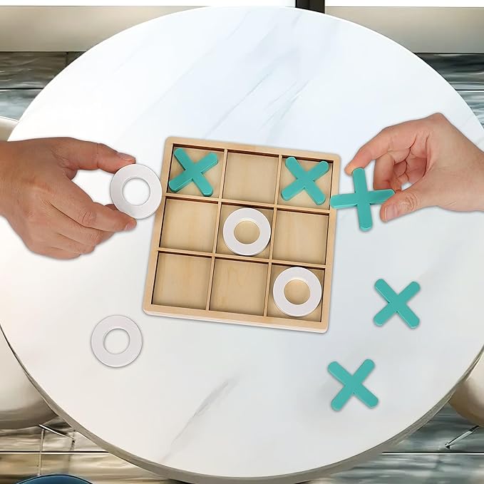 Tic Tac Toe Game - Classic XO Board Game for Kids and Adults - Portable Travel Games for Fun Family Game Night, 7" x 7"