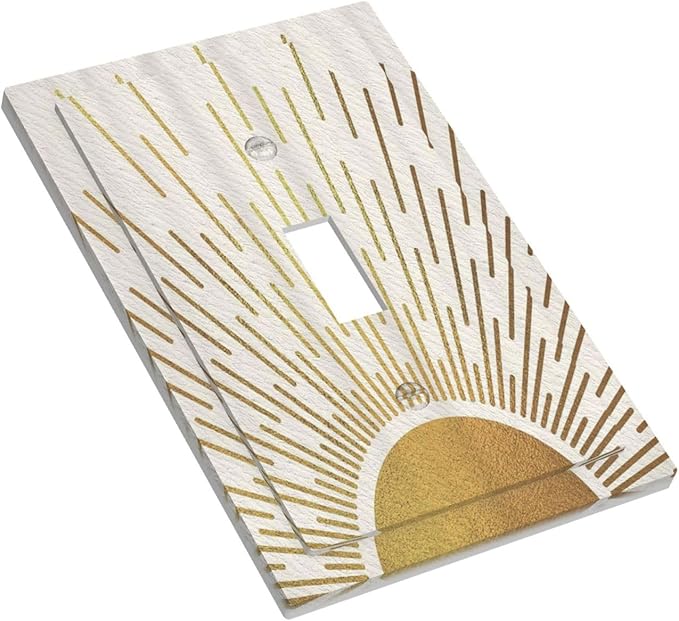 Decorative Switch Plate Covers Midcentury Golden Sun Minimalism Sunrise 1 Gang Wall Plate Single Toggle Light Switch Cover Plate Jumbo Electrical Switchplate Receptacle Faceplate