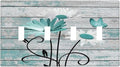 Teal White Daisy Flower Butterfly On Rustic Wood Board Light Switch Covers Quad Toggle Electrical Faceplate 4 Gang Wall Plate Decorative Switch Plates Cover for Farmhouse Bedroom Decor