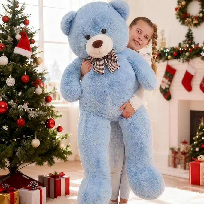 Toys Studio Big Blue Teddy Bear 47 Inch Giant Teddy Bear 4ft Tall, Stuffed Animal for Girls Women Christmas Valentine's Day Large Plush Toy for Kids Baby Shower Party Decorations
