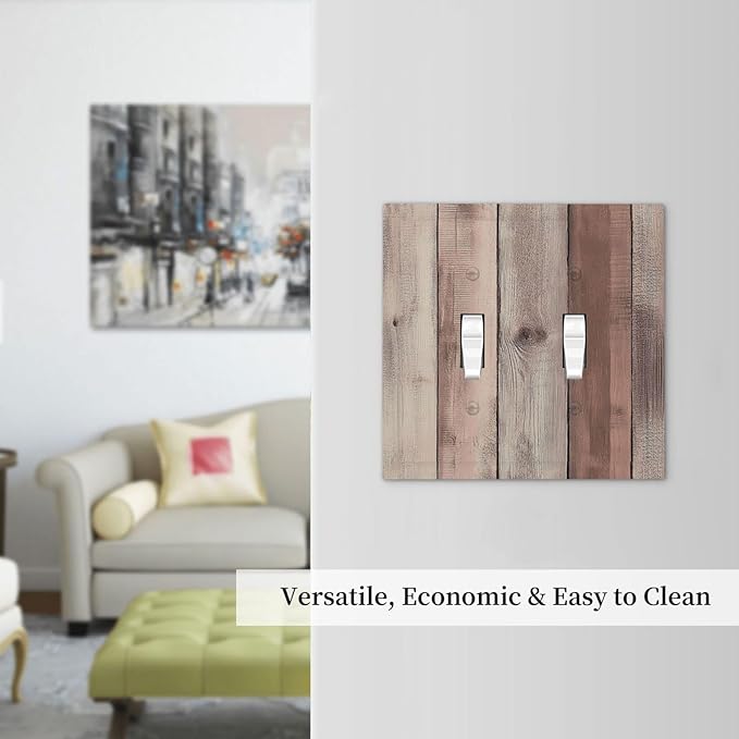 Decorative Switch Plates Vintage Natural Wood Rustic Cinnamon 2 Gang Double Toggle Outlet Light Switch Cover Wall Plate Electrical Faceplate For Farmhouse Cabin Decor