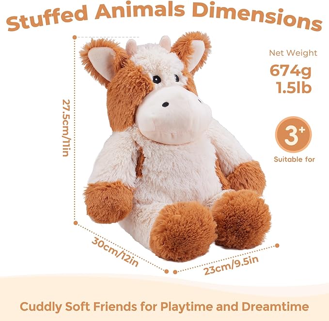 Cow Microwavable Weighted Stuffed Animals,Heating Pad Animal for Period Cramps&Warmth Comfort&Pain Relief, Lavender Scented Heat & Cold Cute Cow Plushies Toy Gifts for Girls Boys Adults