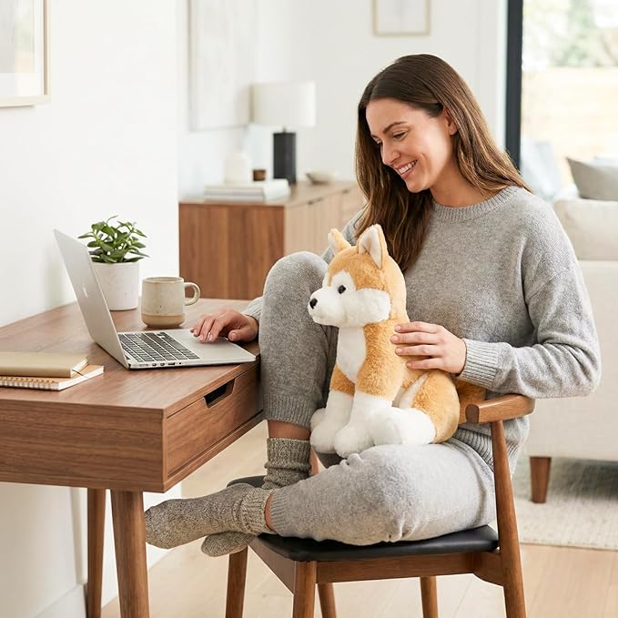 WEIGEDU Japanese Akita Shiba Stuffed Animal Plush Toy, 13 inches
