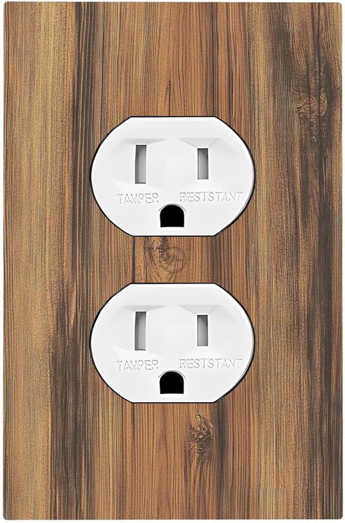 Outlet Covers Vintage Rustic Country Brown Wood 1 Gang Duplex Light Switch Cover Decorative Switch Plates Electrical Receptacle Faceplate Wall Plate For Farmhouse Cabin Decor
