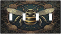 Light Switch Covers Mid Century Bee Dark Floral Quad Toggle Electrical Faceplate 4 Gang Wall Plate Decorative Switch Plates For Home Office Decor