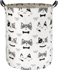 HIYAGON Large Storage Baskets,Waterproof Laundry Baskets,Collapsible Canvas Basket for Storage Bin for Kids Room,Toy Organizer,Home Decor,Baby Hamper(Bowknot Cat)