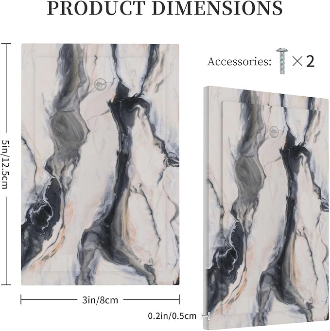 Abstract Marble Textured Modern Luxury Print Light Switch Cover Plate 1 Gang No Device Blank Electrical Wall Plates Faceplate Decorative Switch Plate Covers for Bathroom Kitchen Decor