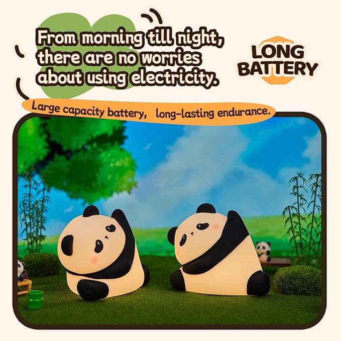 Panda Night Light for Kids, Cute LED Squishy Nursery Night Light 3 Level Dimmable Lamp, Silicone Animal Nightlight USB Charging Port Bedside Table Lamp for Toddler Baby Kids Funny Gifts Bedroom Decor