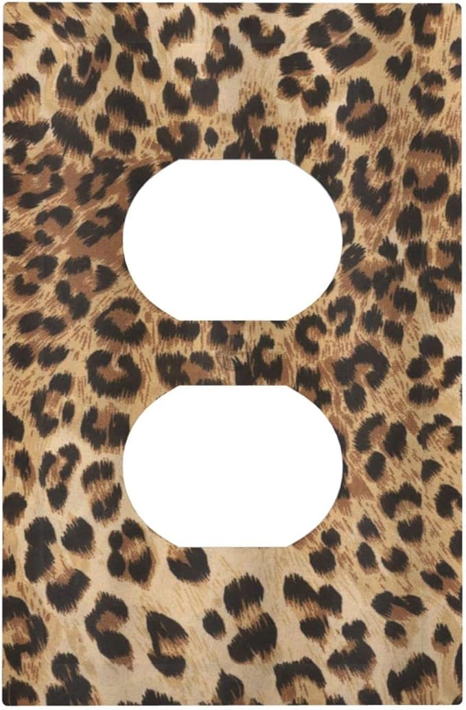 Leopard Cheetah Ombre Brown Wild Safari Animal Powerful Panthera Big Cat 1 Gang Outlet Covers Duplex Receptacle Wall Plate Decorative Electrical Faceplate Switchplates Men Boys Home Decor Large Size