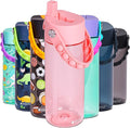 Elemental Water Bottles for Kids - Splash Kids Water Bottle for School with Pop-it Handle - BPA Free Tritan Plastic Water Bottle with Straw Leak Proof when Spout is Closed - Pink- 18oz