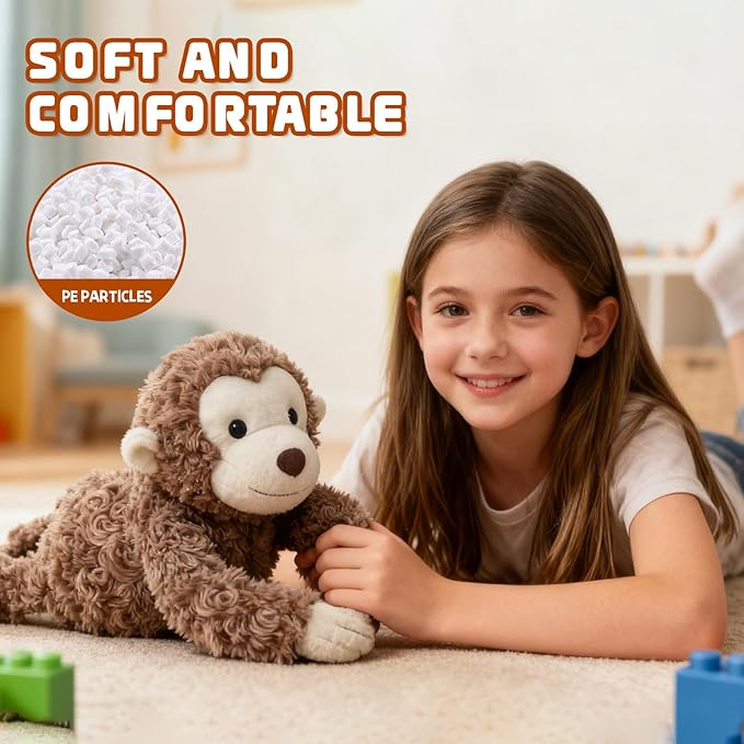 14" 7 OZ Monkey Cute Stuffed Animals,Sensory Comfort Plush Throw Pillow Toy,Monkey Plush Toys for Stress Relief, Kawaii Plushies Hugging Toy Stuffed Monkey Gifts for Kids & Adults.