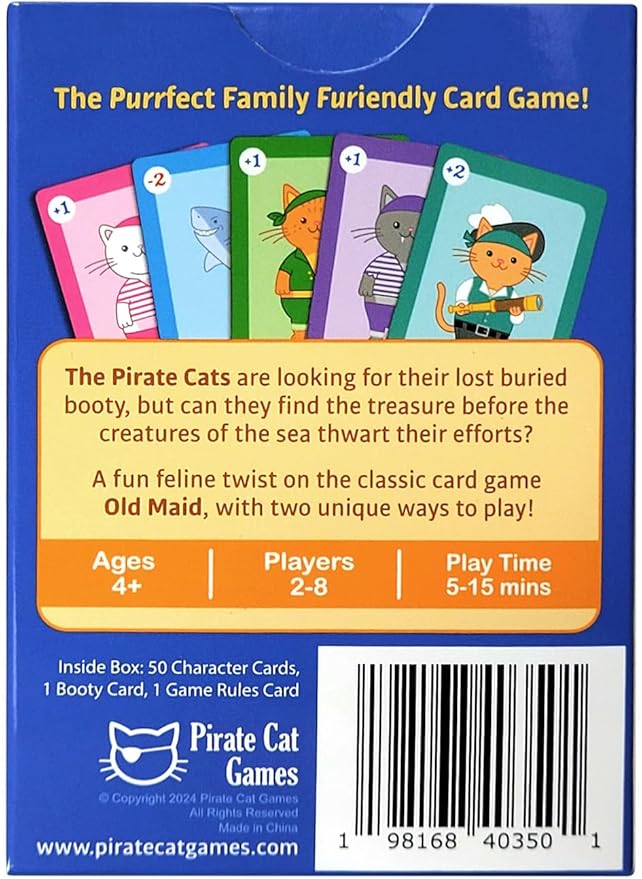 Pirate Cat Booty! A Fun Family Card Game for Kids and Adults Ages 4 and up, 2-8 Players