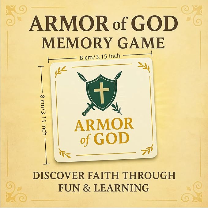 Armor of God Bible Memory Matching Cards – Christian Educational Religious Game for Vacation Bible School, Sunday School, Classroom Activities, Family Fellowship Supplies