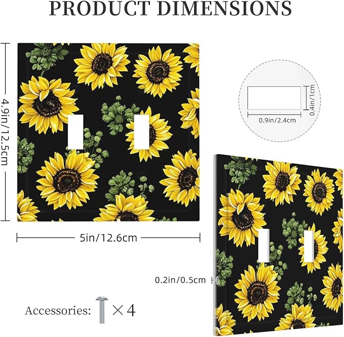 Decorative Switch Plates Floral Sunflower Plants Flowers 2 Gang Double Toggle Outlet Light Switch Cover Wall Plate Electrical Faceplate For Bed Room Farmhouse Decor