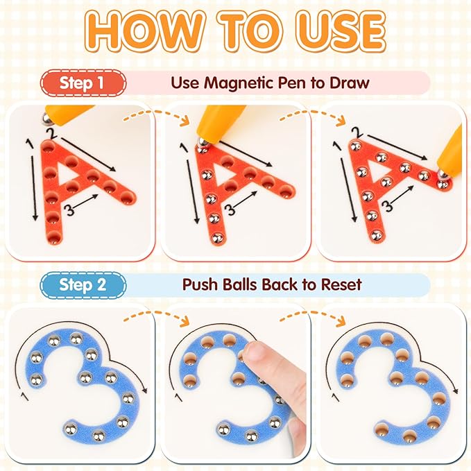 FINDMAG Magnetic Alphabet Board, 2 in 1 Magnetic Letter Drawing Board for Toddler, Double Sided Letter Tracing Boards Preschool Handwriting Learning Tools, Reusable Educational Learning Gifts for Kids