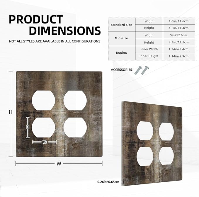 Decorative Light Switch Cover Plate Tan Brown Rustic Abstract Wood Vintage Wooden 2 Gang Decorative Switch Plates 1 Toggle Duplex Combo Outlet Covers GFCI Plug Covers Wallplates for Farmhouse Home