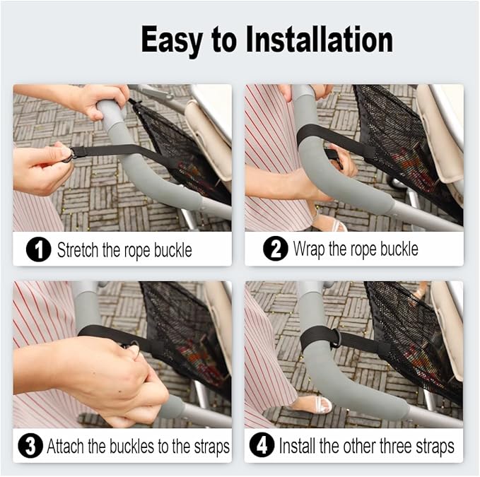 Universal Stroller Organizer, Universal Baby Stroller Hanging Mesh Pocket with Detachable Straps, Infant Prams Storage Organizer Bag