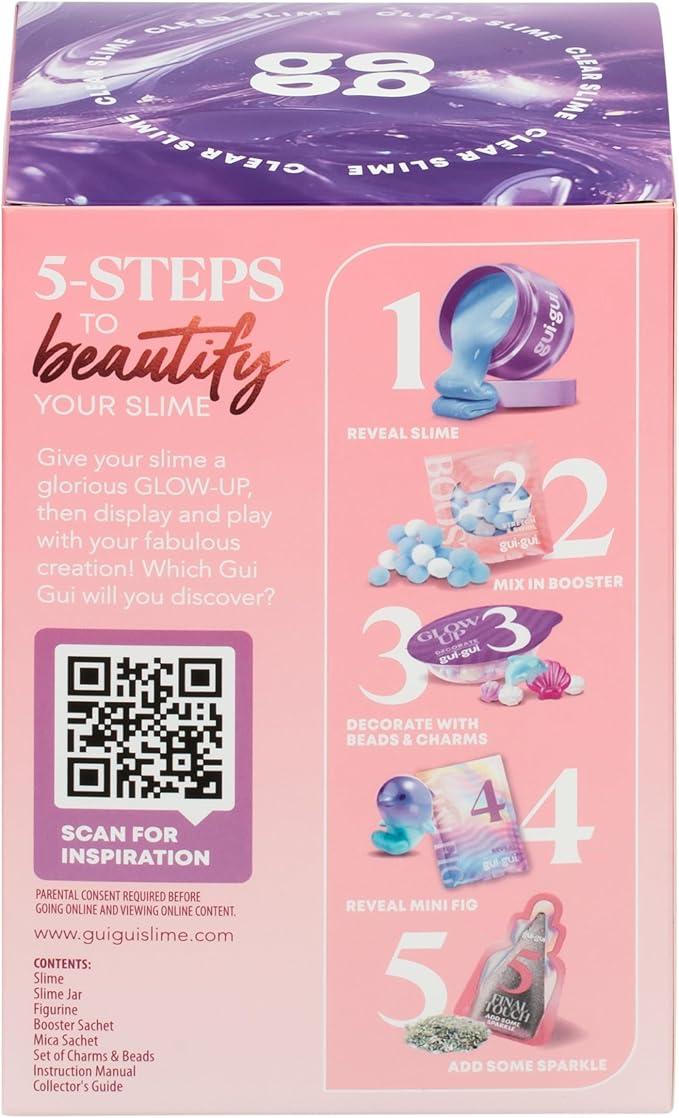 GUI GUI Slime Kit - Scented Slime 1 Pack - 5 Step DIY Process to Customize Your Ultimate Slime Glow-Up, Resealable and Reusable Container, ASMR Experience, 13 to Collect Across Season 1 - Styles Vary