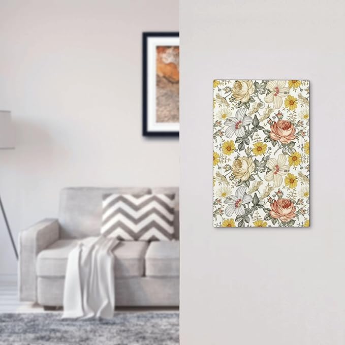 Multicolor Peony Daisy Vintage Floral Flower Light Switch Cover Plate 1 Gang No Device Blank Electrical Wall Plates Faceplate Decorative Switch Plate for Bedroom Living Room Decor