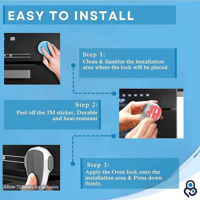 BABY PROOF ME Oven Lock Child Safety, 1 Pack, Oven Door Lock Child Safety, Oven Baby Proofing, Heat-Resistant, Durable & Easy to Install Oven Safety Locks for Toddlers, Baby Proof Oven (White)
