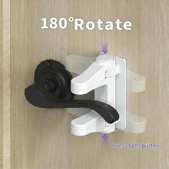 2-Pack Door Handle Baby Proof – Child Proof Door Lever Lock & Door Locks for Kids Safety, Stop Toddlers & Pets from Opening Doors – Easy One-Hand Use, No-Drill Adhesive – Fit Bath/Kitchen/Bedroom