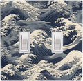 Ocean Waves 2-Gang Double Toggle Switch Plate, Blue Sea Wave Wall Plate for Coastal Home, Beach House & Bathroom