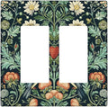 Light Switch Cover Plate Strawberry Birds Flowers Plant Morris Floral 2 Gang Double Rocker Outlet Covers Decorative Switch plates Electrical Wall Plates GFCI Receptacle for Bathroom Bedroom