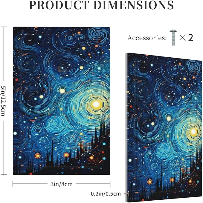 Light Switch Cover Plate Abstract Starry Night Style 1 Gang No Device Blank Wall Plate Decorative Switch Plate Covers Electrical Outlet Cover for Home living Room Decor