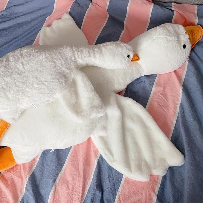 Haengbuk-Goose Stuffed Animal, 62.9in/160cm Giant Sleeping Hugging Pillow, Soft White Swan Plush Toy, for Kids, Friends or Family