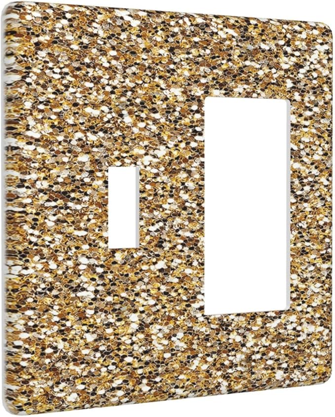 Outlet Covers Gold Glitter Sequins 1 Toggle 1 Rocker Combo Light Switch Cover Plate Decorative Switch Plate Covers Electrical Wall Plate for Bedroom Cabin Decor