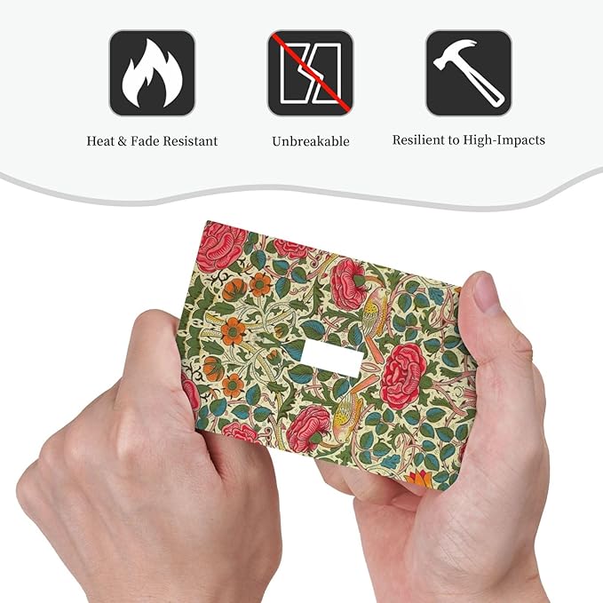 William Morris Roses Floral 1 Gang Light Switch Cover Single Toggle Wall Plate VintageTulip Flower Plant Bird Decorative Electrical Switchplate Covers for Country Bedroom Home Decor