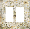 Vintage Letter Paper Wildflowers Dragonfly Daisy Floral Decorative Outlet Covers 2 Gang Double GFCI Rocker Electrical Wall Panels Light Switch Cover Plate for Farmhouse Bedroom Decor