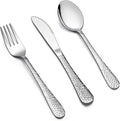 LIANYU 12-Piece Kids Utensils Silverware Set, Stainless Steel Toddler Hammered Flatware Cutlery, Children Tableware Includes Knives Forks Spoons, Dishwasher Safe