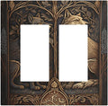 Medieval Wolves Animal Vintage Print Decorative Outlet Covers 2 Gang Double GFCI Rocker Electrical Wall Panels Light Switch Cover Plate for Farmhouse Home Decor