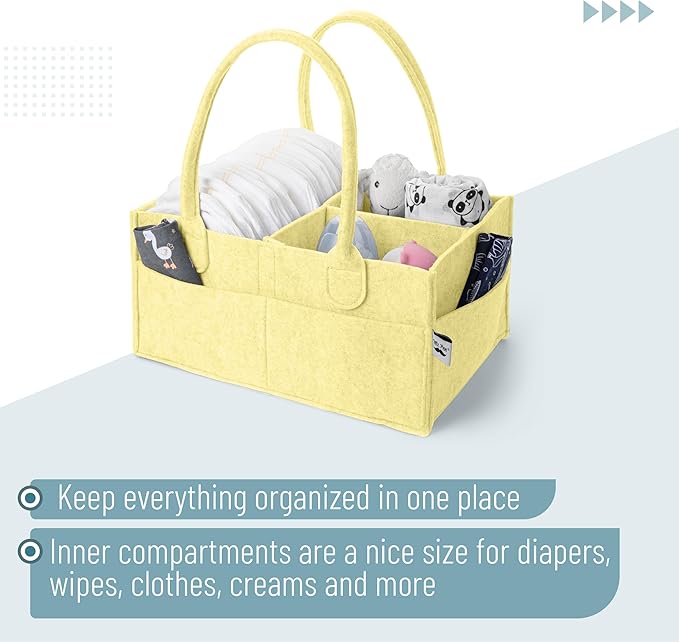 Mr. Pen- Baby Diaper Caddy Organizer, Lemon Glow, Nursery Storage Bin and Car Organizer for Diapers and Baby Wipes