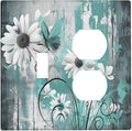 Wallplates Teal Daisy Floral Vintage Wood Plank 1 Toggle 1 Duplex Switch Plate Electrical Gfci Faceplate Decorative Light Switch Covers For Farmhouse Cabin Decor