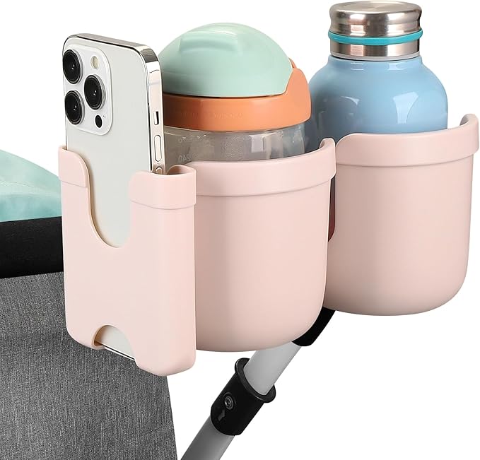 Accmor Stroller Cup Holder with Phone Holder, Bike Cup Holder, Universal Cup Holder for Uppababy Nuna Doona Strollers, 2-in-1 Cup Phone Holder for Stroller Bike Accessory