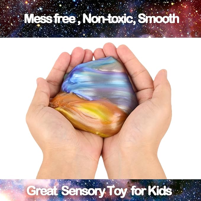 Galaxy Slime Kit 40 PCS, Kids Party Favors, Gift Exchange, Non-Sticky, Non-Toxic and Mess-Free, Goodie Bag Stuffers, Sensory Toys for Boys Girls, (8 Style)