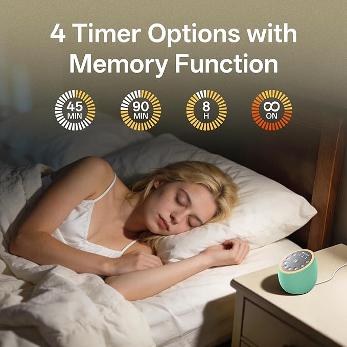 Hotmoon Sound Machine for Sleep, Cocoon 2 White Noise Sound Machine with 40 Relaxing Sounds, Dual-Speaker & Timer, 8 Night Light, Pink Brown Green Noise for Sleeping Adults, Office Privacy, Plug-in
