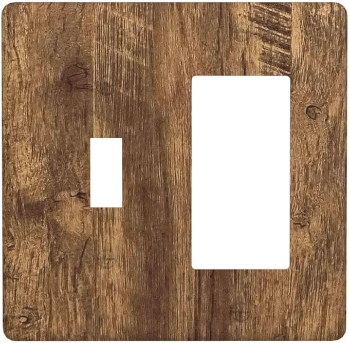 Light Switch Cover Plate Rustic Wood Grain Country Vintage Wooden Board 2 Gang Toggle Rocker Combo Wall Plates Decorative Switch Plates and Outlet Covers Socket Cover for Farmhouse Home Decor
