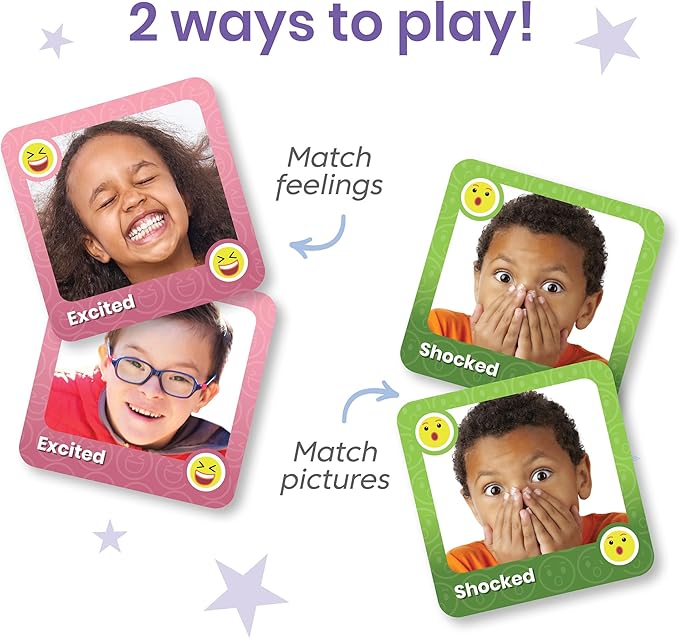 hand2mind Express Your Feelings Memory Match Game, Emotion Cards, Matching Game, Emotional Intelligence for Kids, Play Therapy Games for Kids, Social Emotional Learning Activities, Social Skills Games