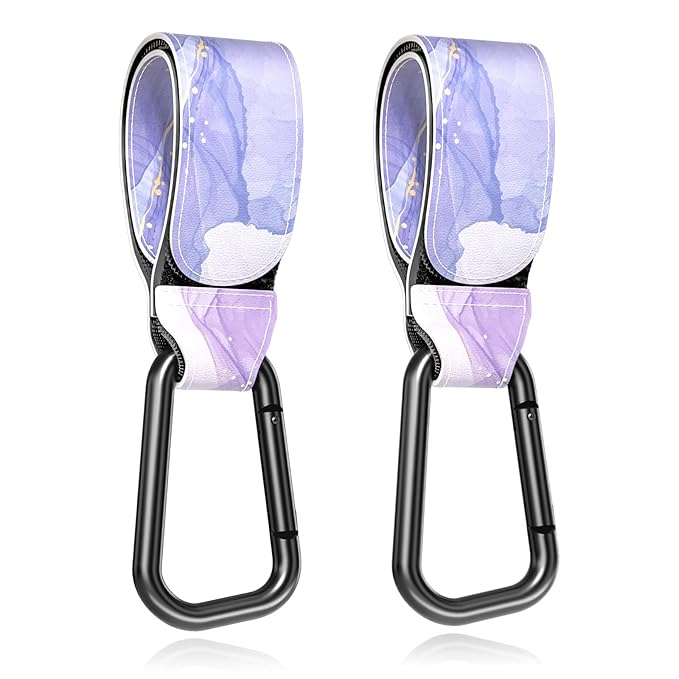Baby Stroller Hooks for Hanging Bags, Universal Stroller Clips Accessories, Mommy Hook for Diaper Bag, Shopping Cart, Purse, Backpack - 2 Pack, Dream Purple