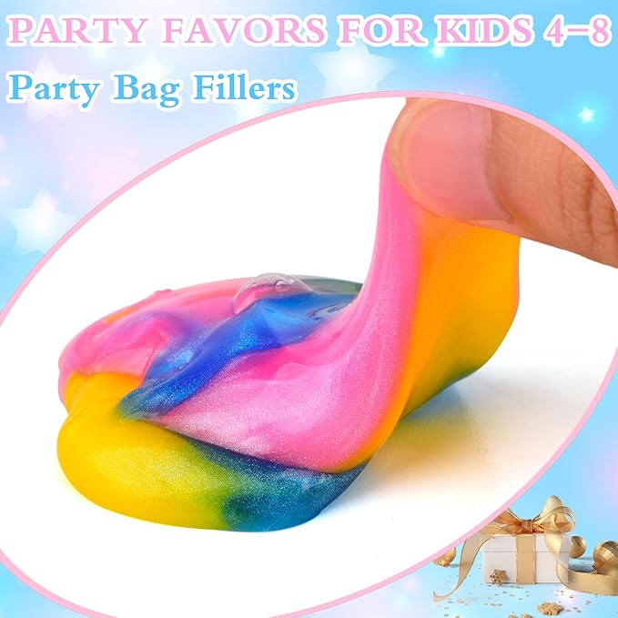 102 Pack Squishy Bulk Galaxy Slime Kit, Party Favors for Kids Slime Cup Bulk DIY Stress Relief Putty Toy Stretchy & Non-Sticky Valentine Day Birthday Goodie Bag Stuffer Classroom Reward for Girls Boys